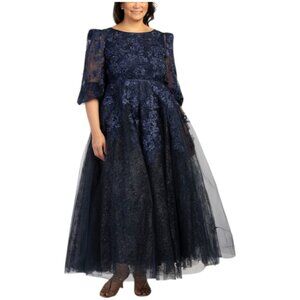 MAC DUGGAL Puff Sleeve Lace Gown
